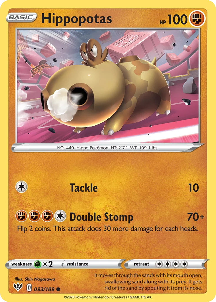 swsh3-93 Hippopotas 093/189 Common