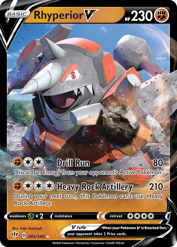 swsh3-95 Rhyperior V 095/189 Rare holo v