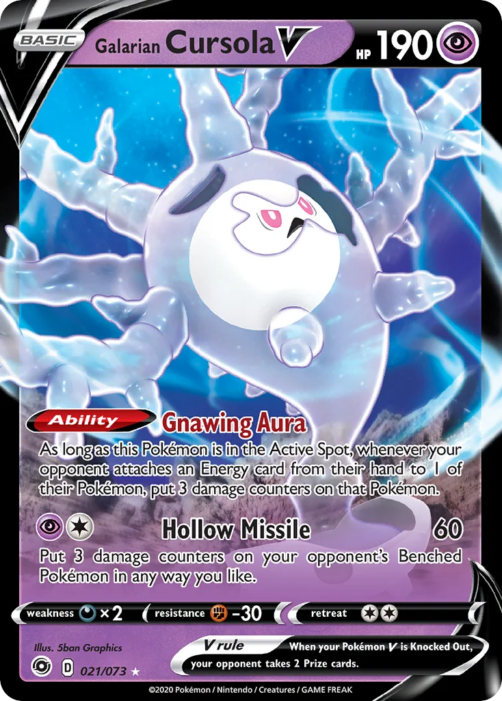 swsh35-21 Galarian Cursola V 021/073 Rare holo v