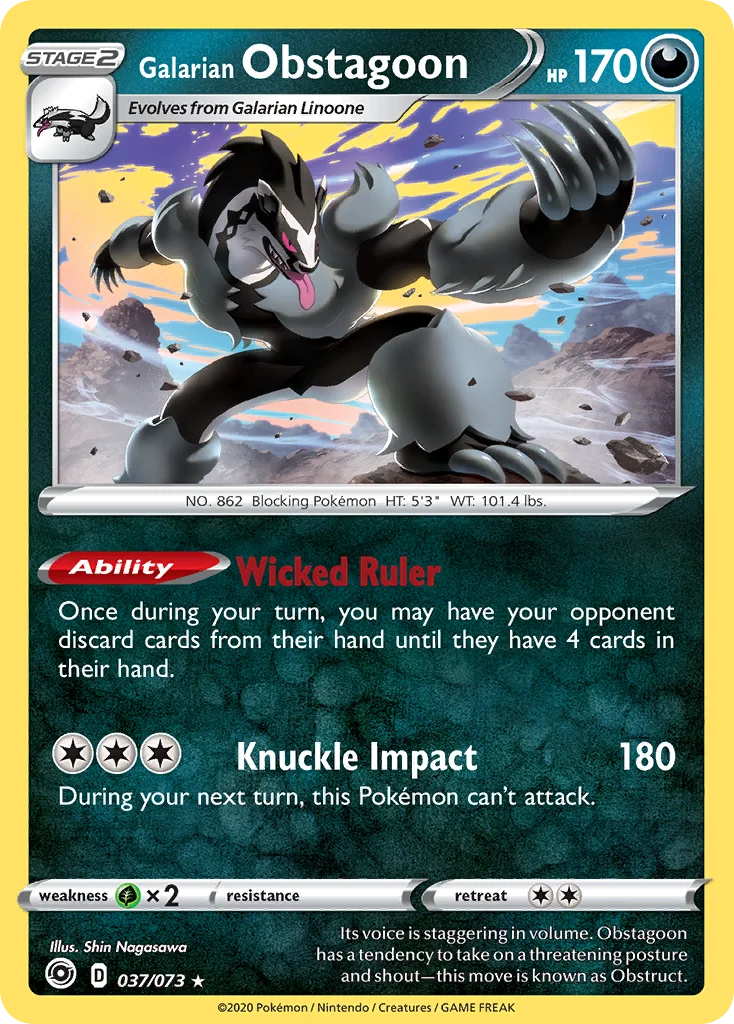 swsh35-37 Galarian Obstagoon 037/073 Rare holo