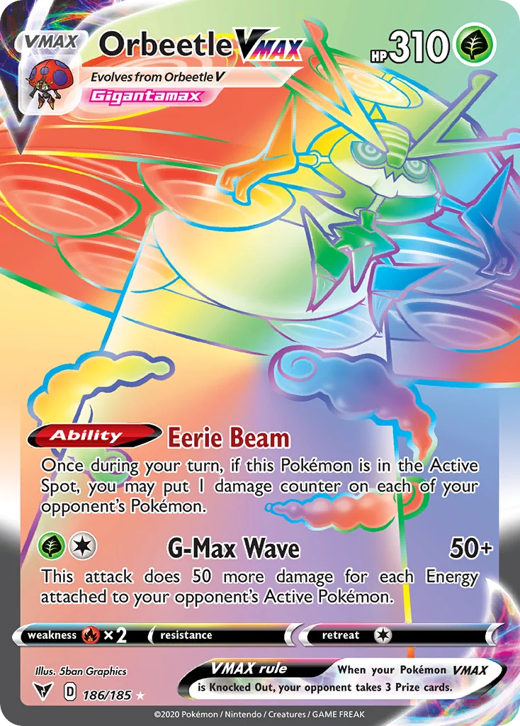 Orbeetle VMAX 186/185 Rare rainbow