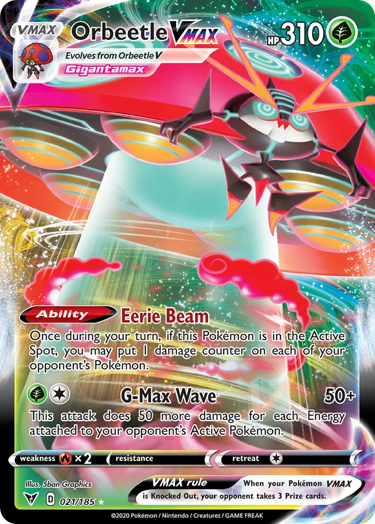 Orbeetle VMAX 021/185 Rare holo vmax