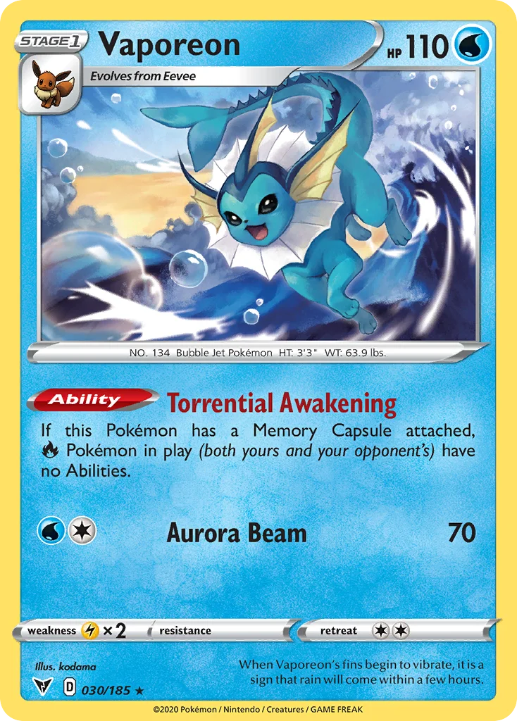 Vaporeon 030/185 Rare