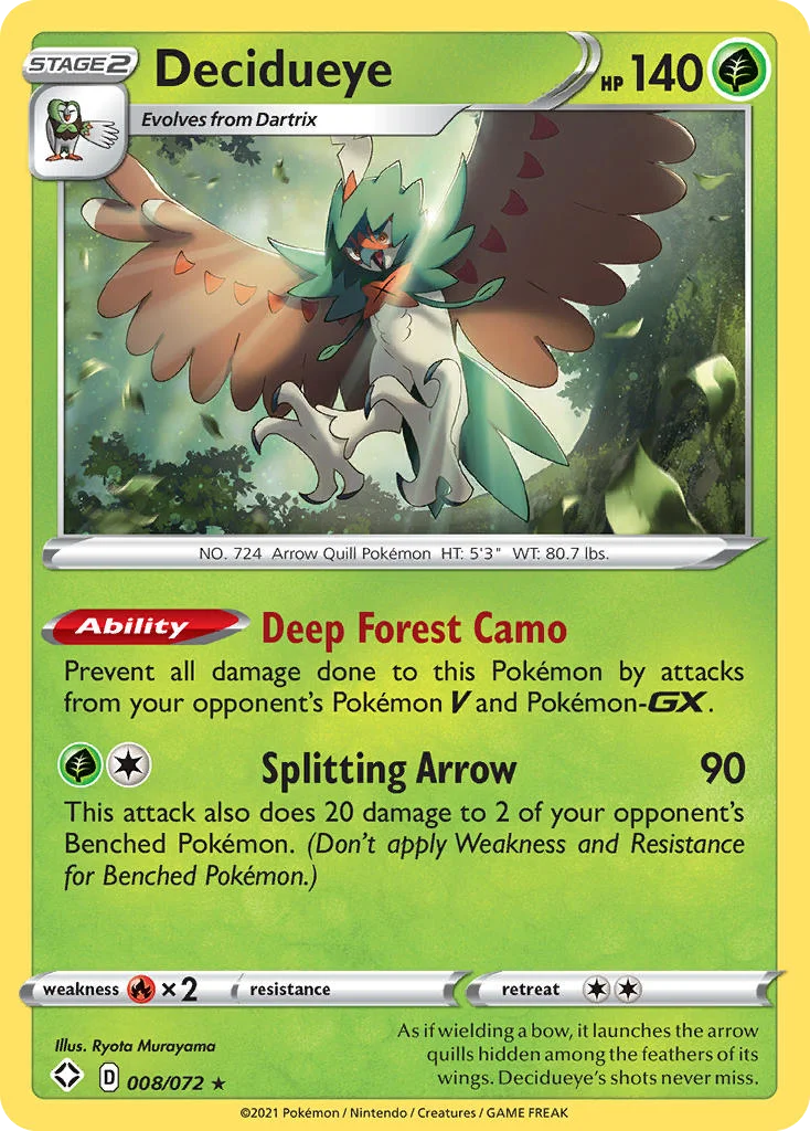 swsh45-8 Decidueye 008/072 Rare holo