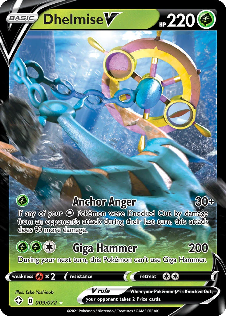 swsh45-9 Dhelmise V 009/072 Rare holo v
