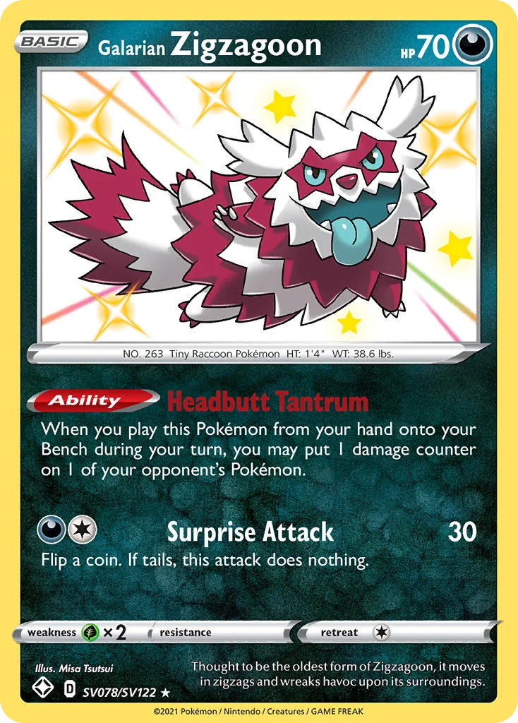 swsh45sv-sv078 Galarian Zigzagoon SV078/SV122 Rare shiny