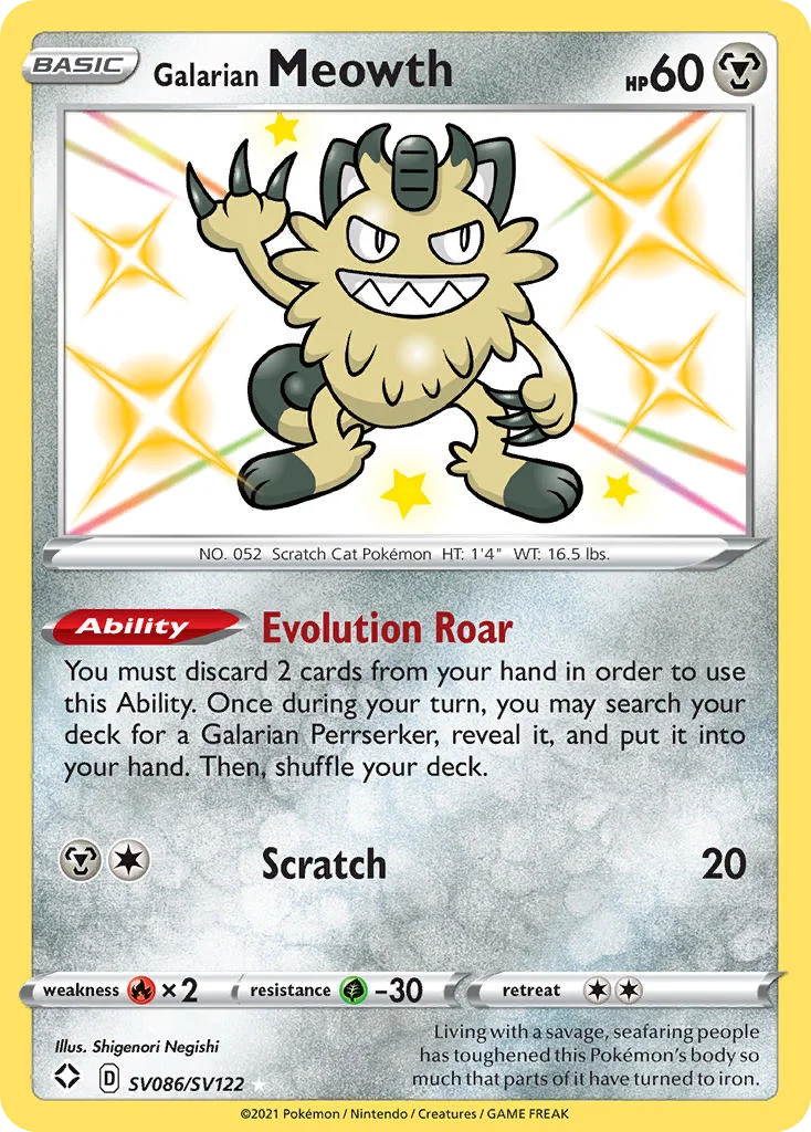 swsh45sv-sv086 Galarian Meowth SV086/SV122 Rare shiny
