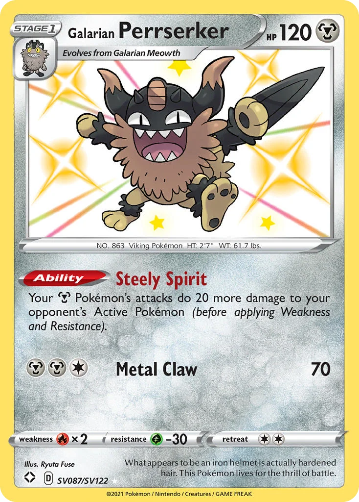 swsh45sv-sv087 Galarian Perrserker SV087/SV122 Rare shiny