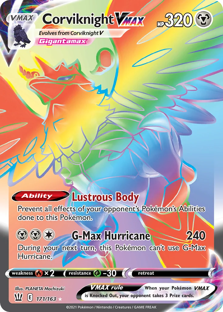 swsh5-171 Corviknight VMAX 171/163 Rare rainbow
