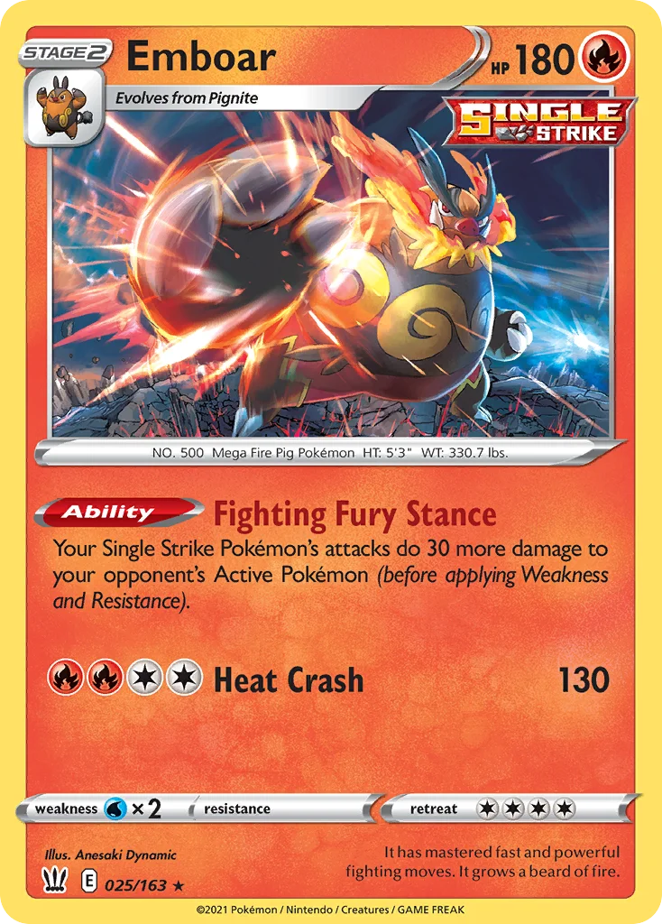 swsh5-25 Emboar 025/163 Rare holo