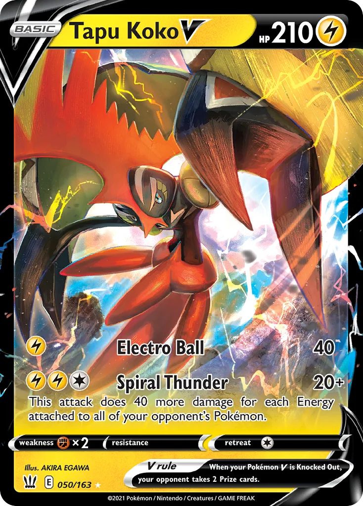 swsh5-50 Tapu Koko V 050/163 Rare holo v