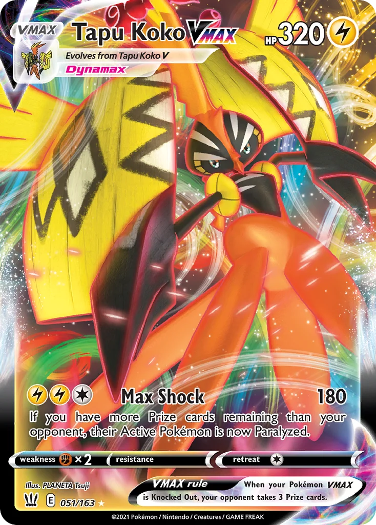 swsh5-51 Tapu Koko VMAX 051/163 Rare holo vmax