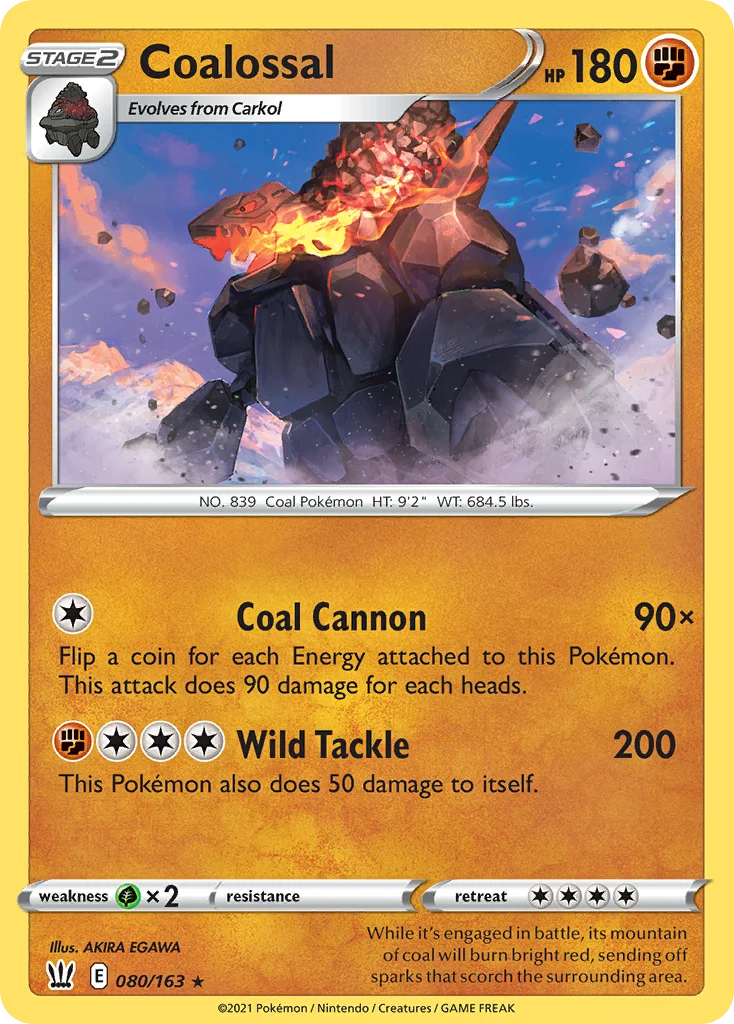 swsh5-80 Coalossal 080/163 Rare holo