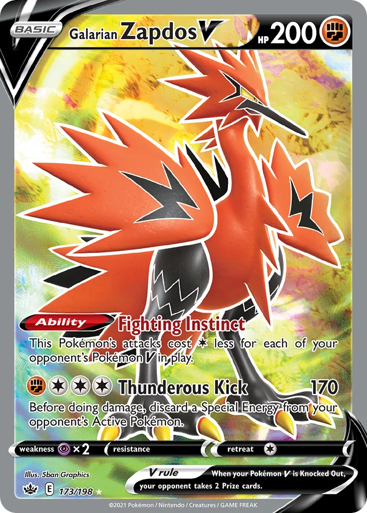 Galarian Zapdos V 173/198 Rare ultra