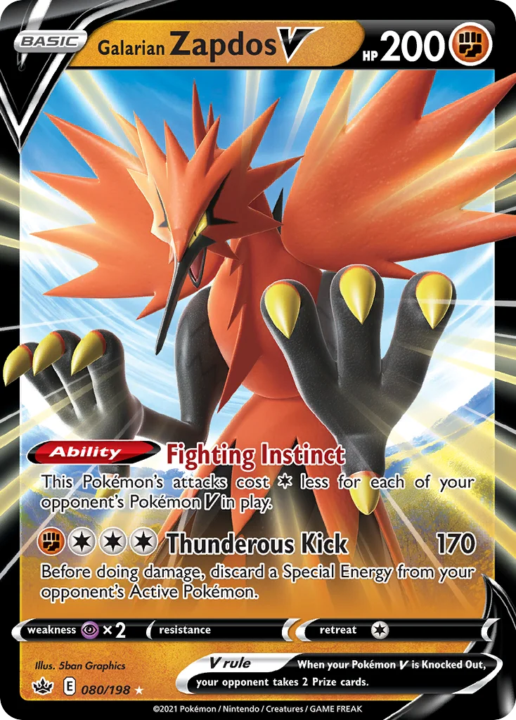 Galarian Zapdos V 080/198 Rare holo v