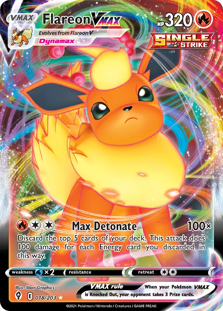 swsh7-18 Flareon VMAX 018/203 Rare holo vmax