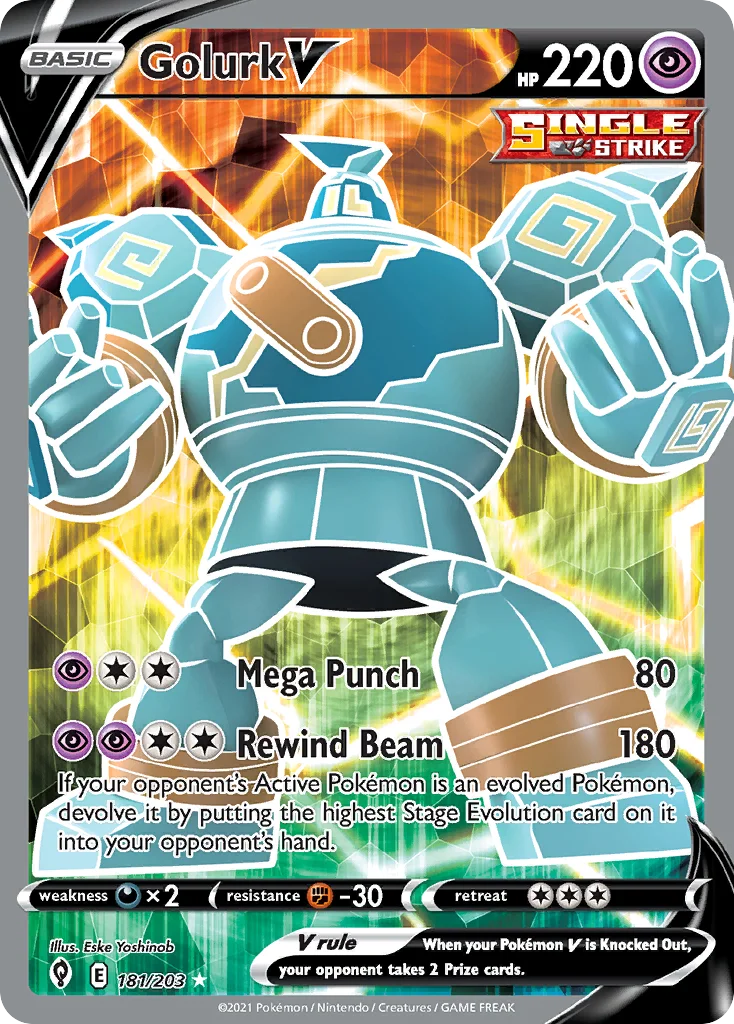 swsh7-181 Golurk V 181/203 Rare ultra