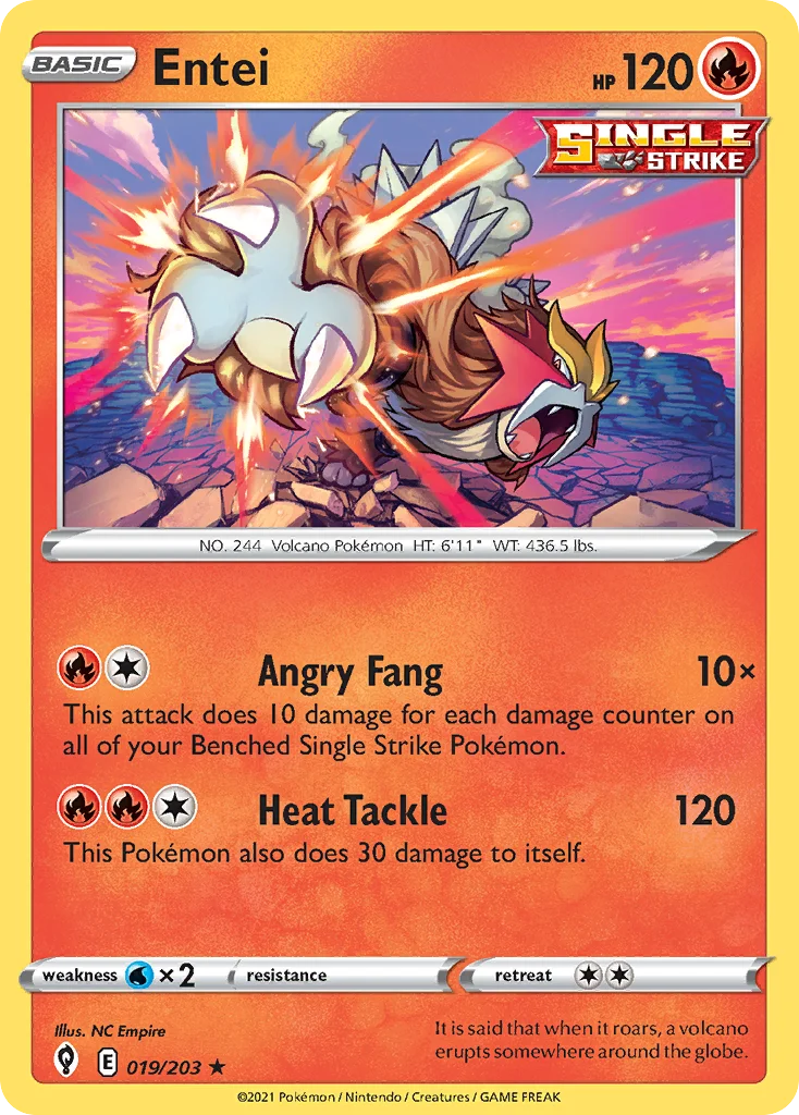 swsh7-19 Entei 019/203 Rare holo