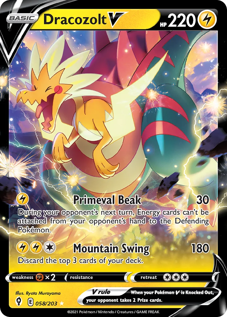 swsh7-58 Dracozolt V 058/203 Rare holo v