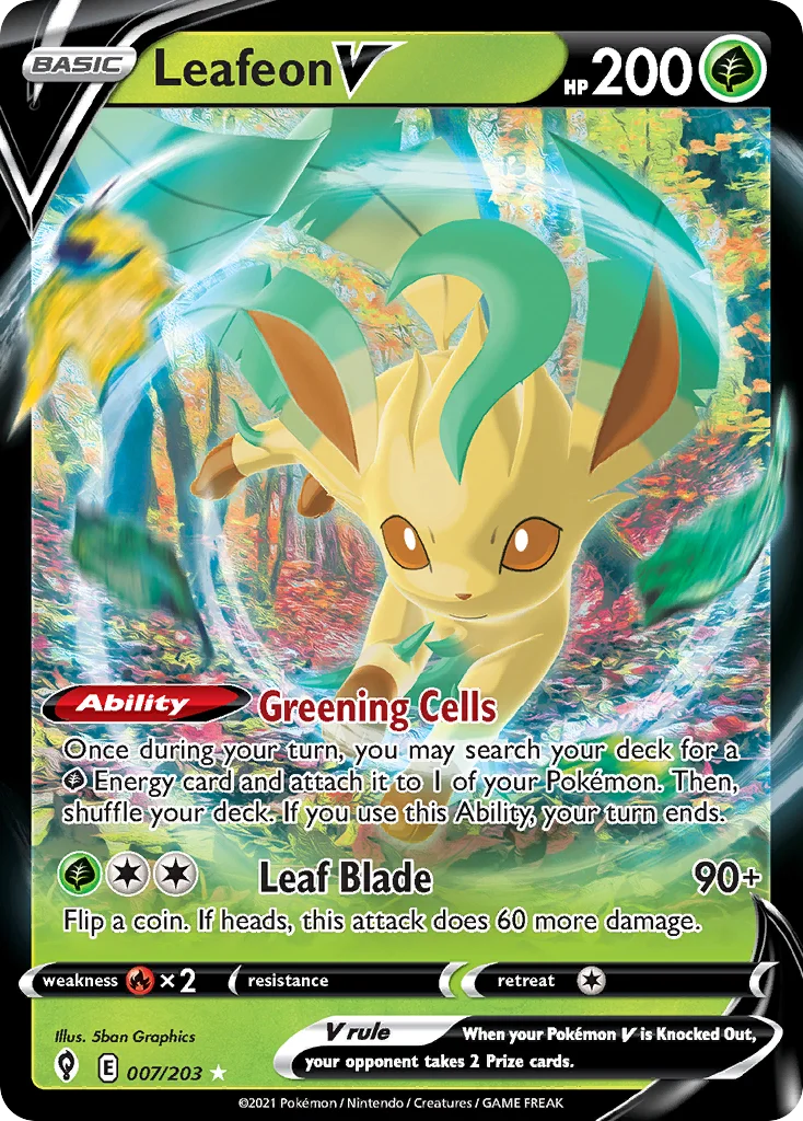 swsh7-7 Leafeon V 007/203 Rare holo v