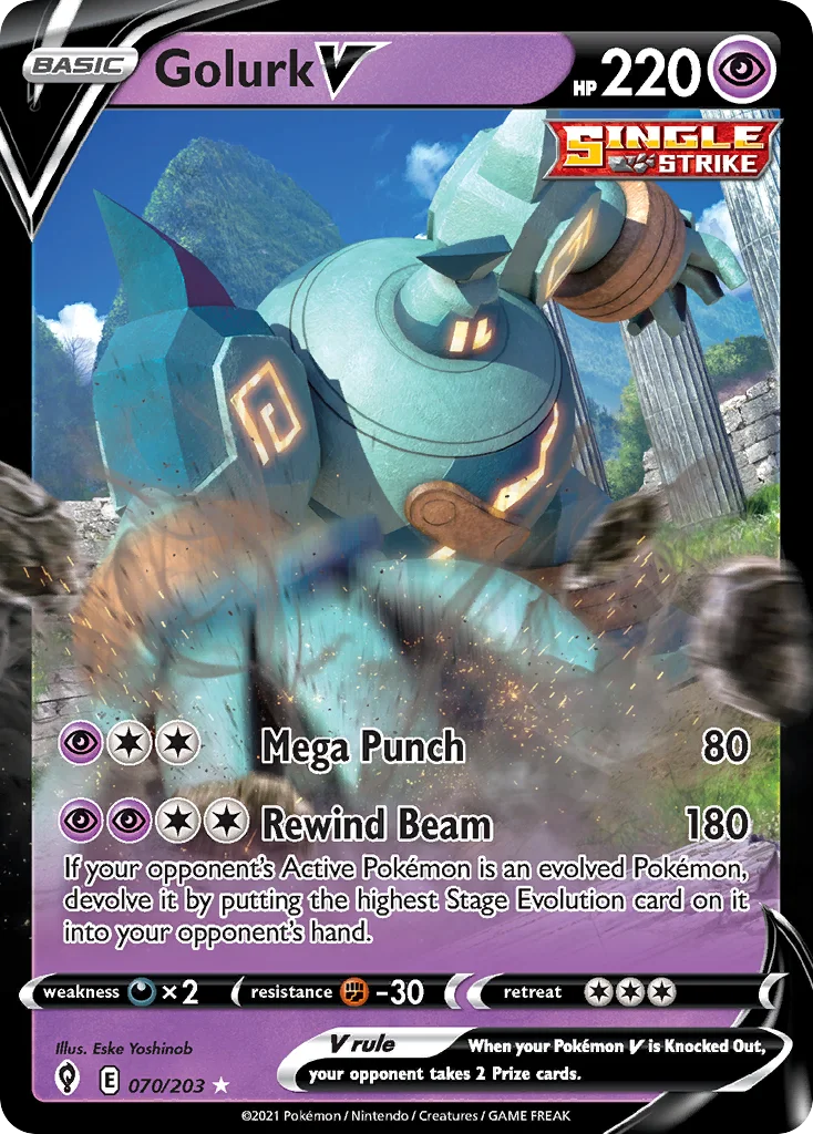 swsh7-70 Golurk V 070/203 Rare holo v