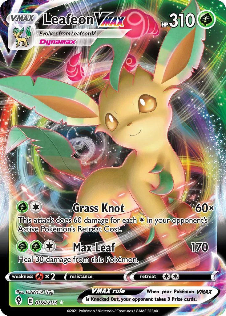 swsh7-8 Leafeon VMAX 008/203 Rare holo vmax
