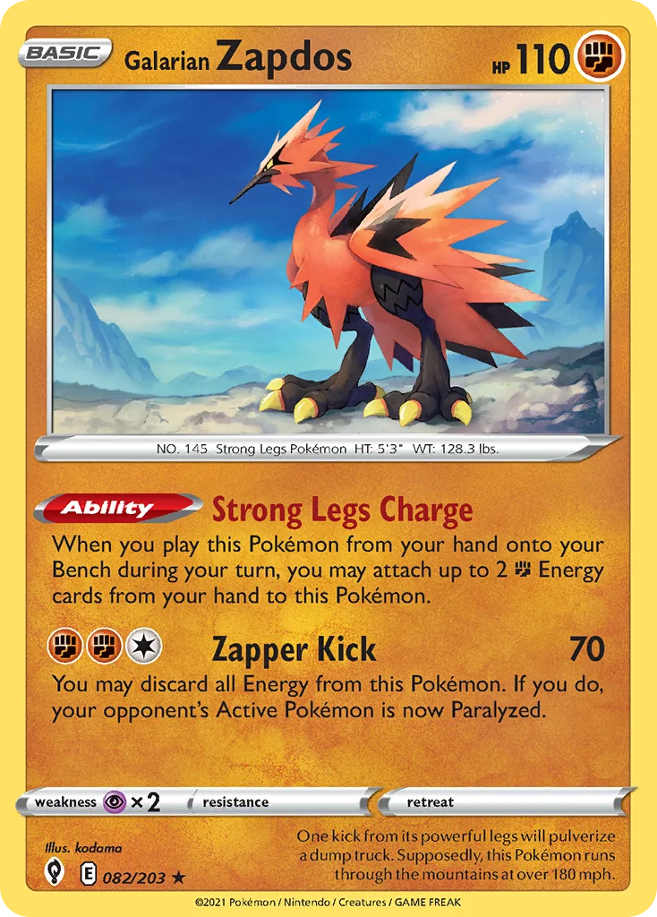 swsh7-82 Galarian Zapdos 082/203 Rare holo