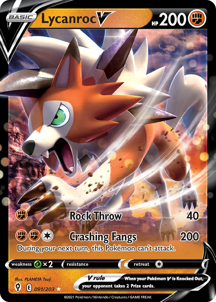 swsh7-91 Lycanroc V 091/203 Rare holo v