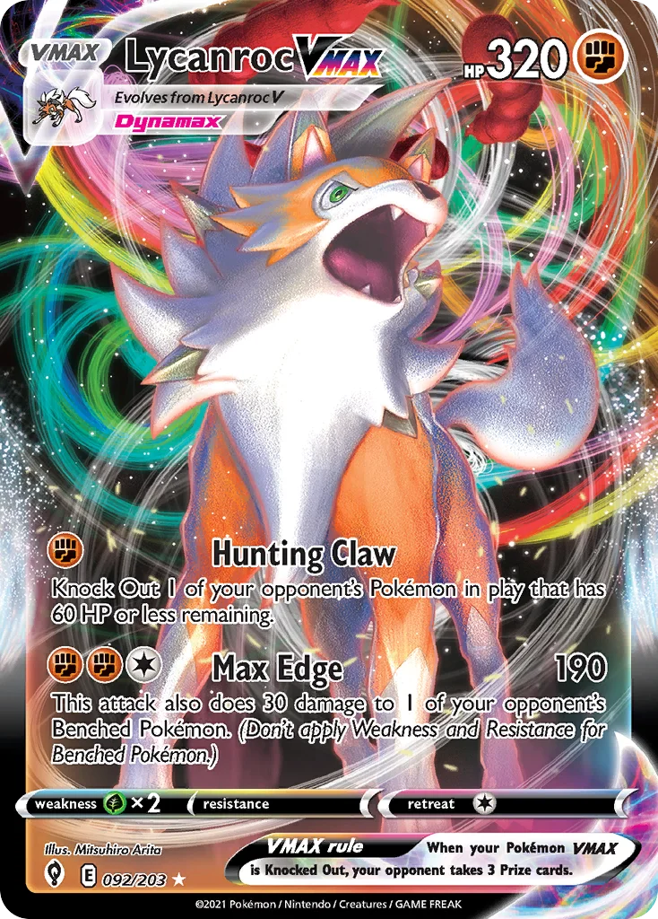 swsh7-92 Lycanroc VMAX 092/203 Rare holo vmax