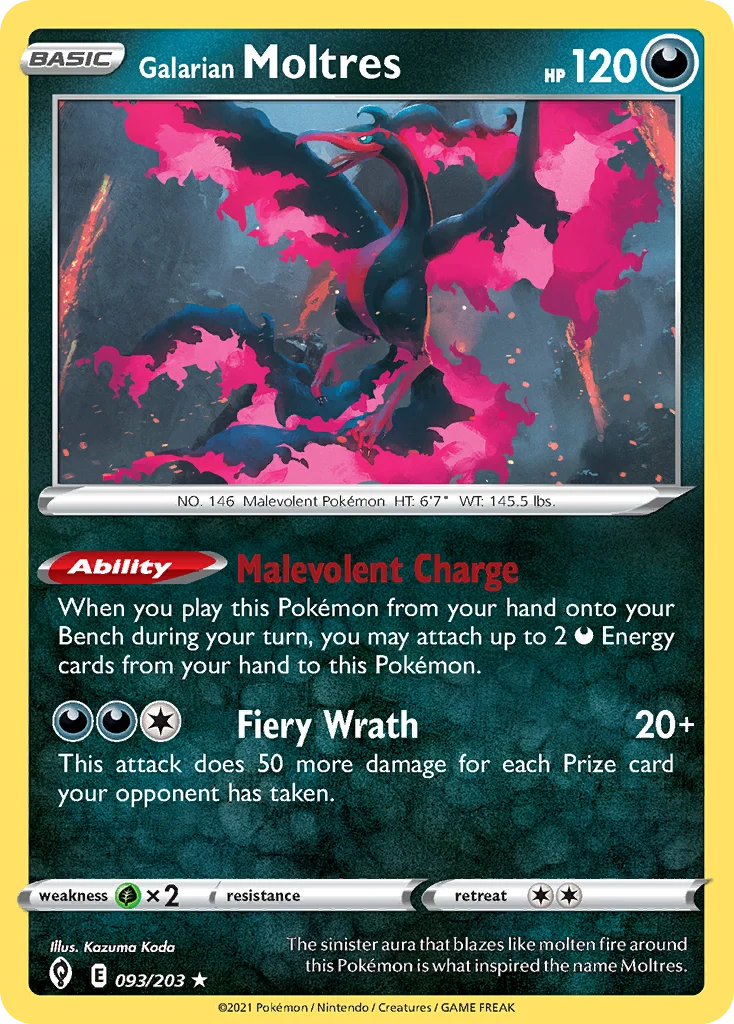 swsh7-93 Galarian Moltres 093/203 Rare holo
