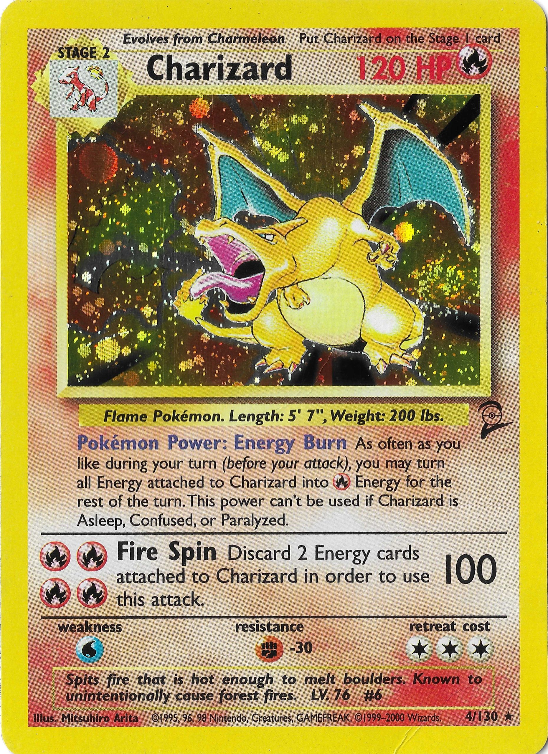 Charizard 4/130 Base Set 2 Rare Holo (Cosmos Swirl) LP