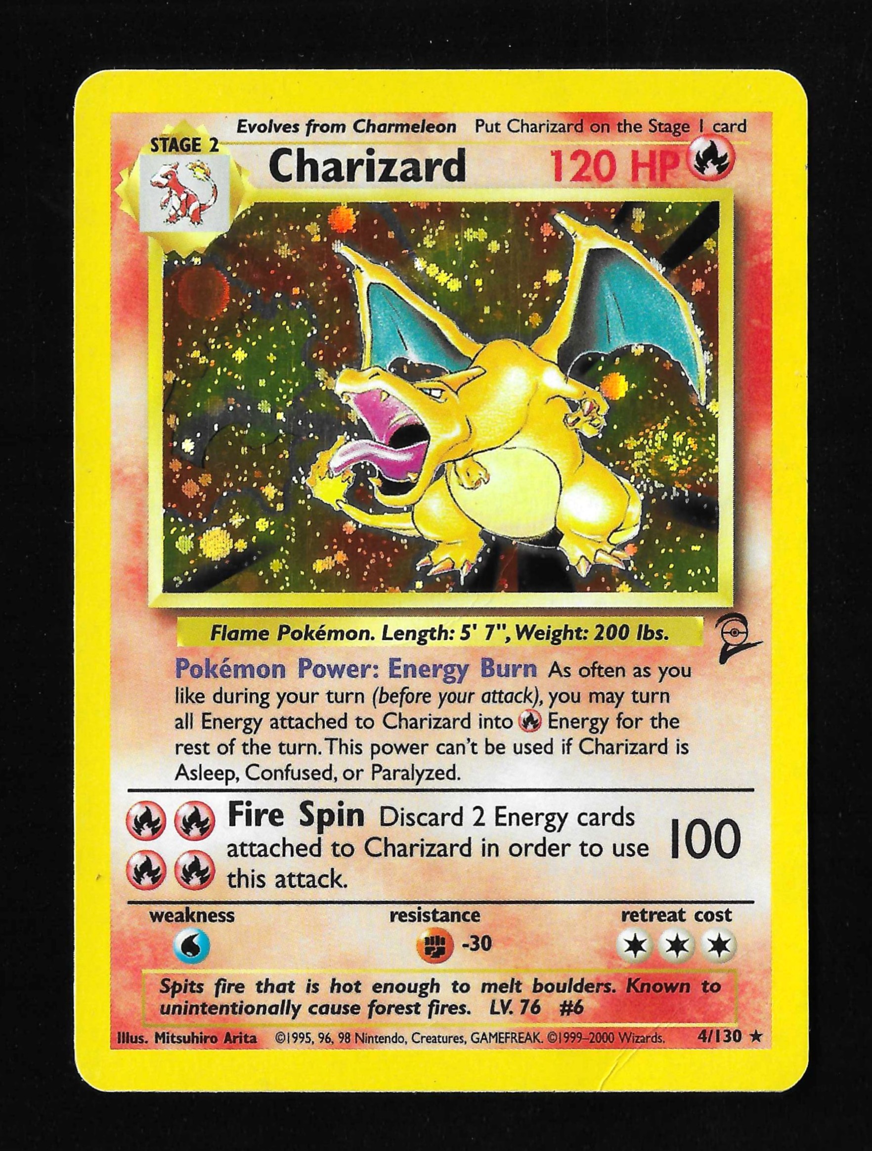 Charizard 4/130 Base Set 2 Rare Holo (Cosmos Swirl) LP