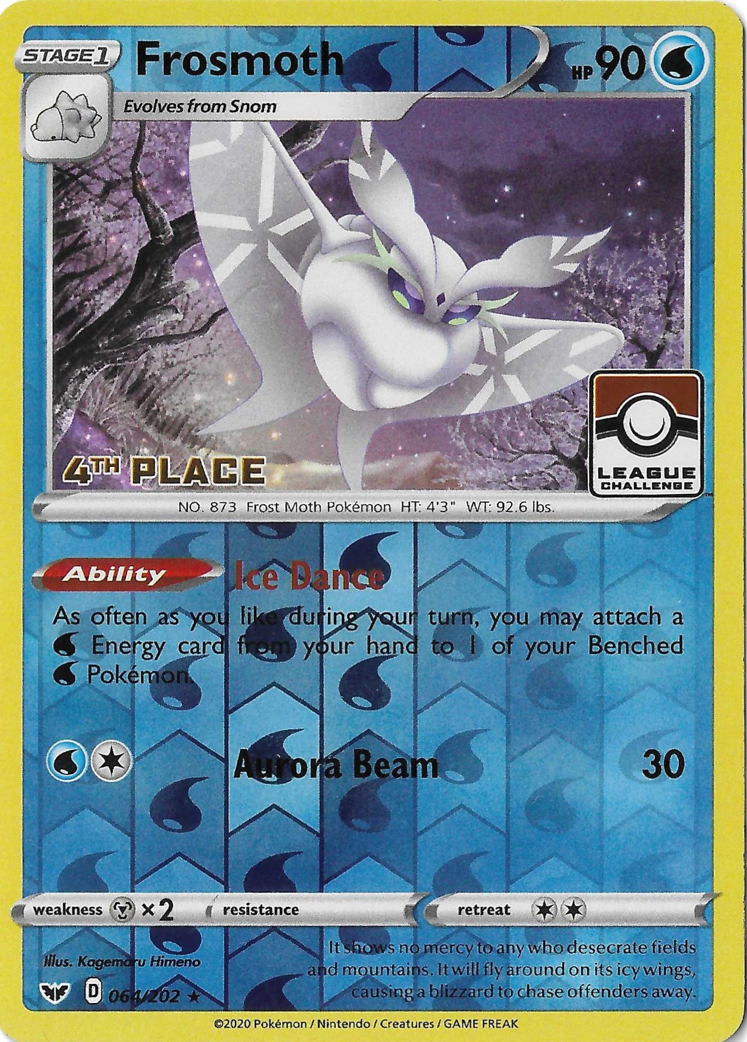 Frosmoth 064/202 SWSH League Challenge Promo 4th Place Reverse Holo