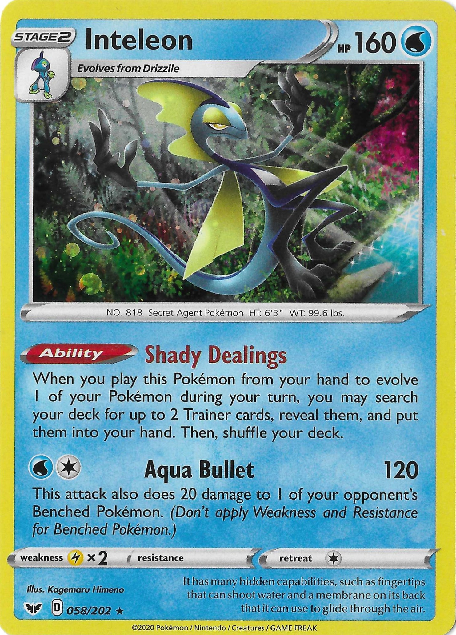 Inteleon 058/202 SWSH Cosmos Holo NM