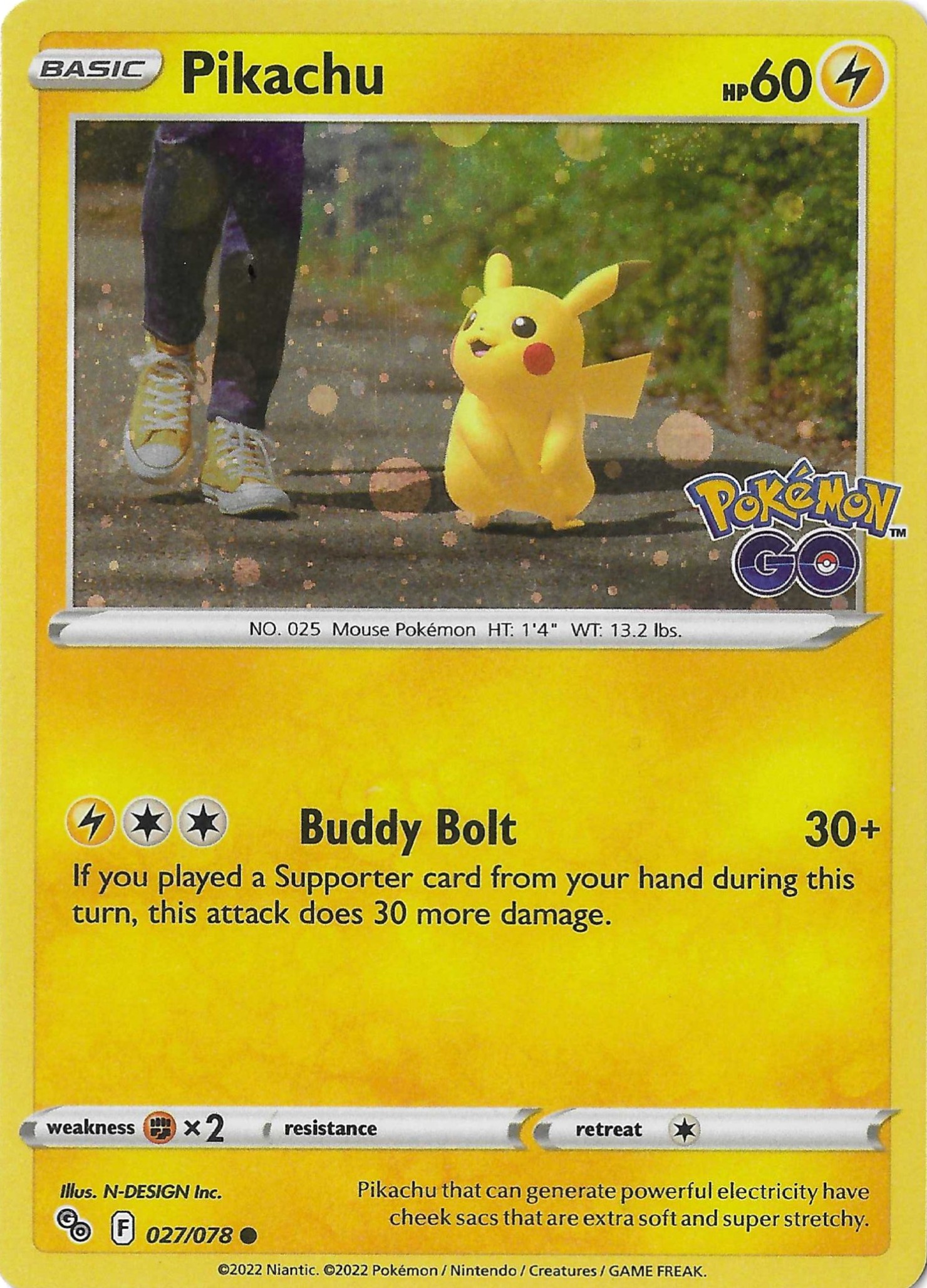 Pikachu 027/078 SWSH Pokemon GO Cosmos Holo NM