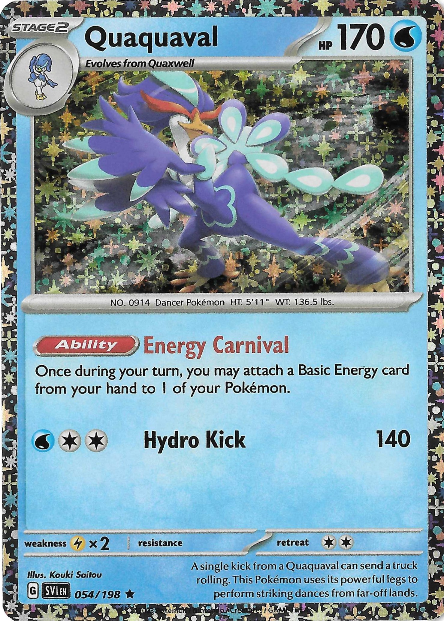 Quaquaval 054/198 SV Base Set Rare Sparkle Holo NM