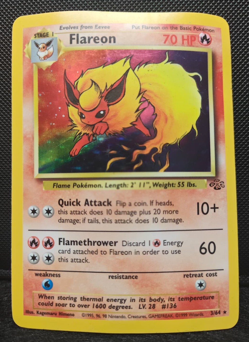 Flareon 3/64 Jungle Unlimited Holo Rare LP