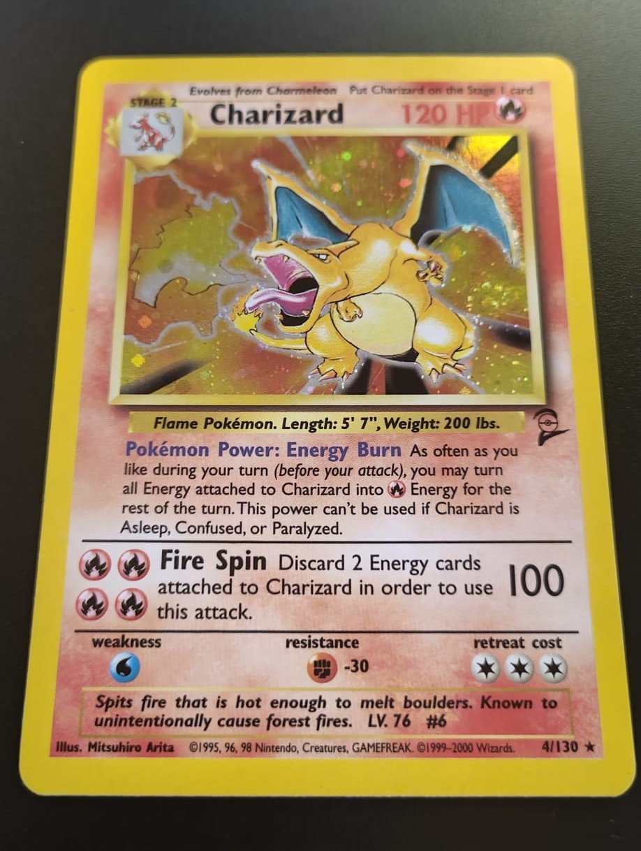 Charizard 4/130 Base Set 2 Rare Holo (Cosmos Swirl) LP