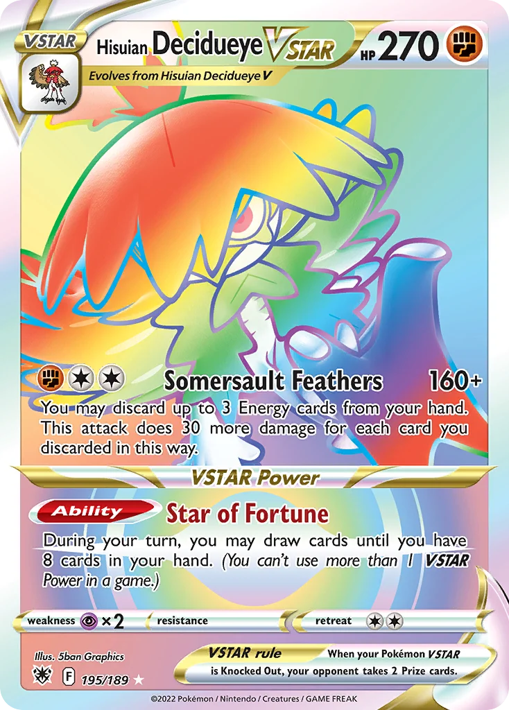swsh10-195 Hisuian Decidueye VSTAR 195/189 Rare rainbow
