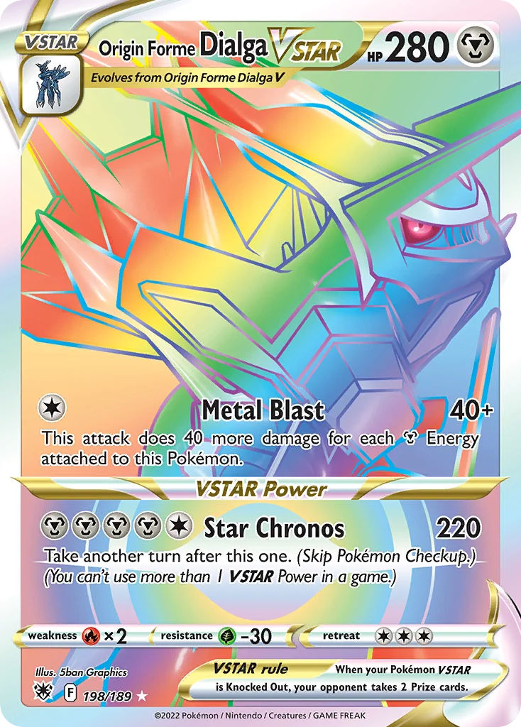 swsh10-198 Origin Forme Dialga VSTAR 198/189 Rare rainbow