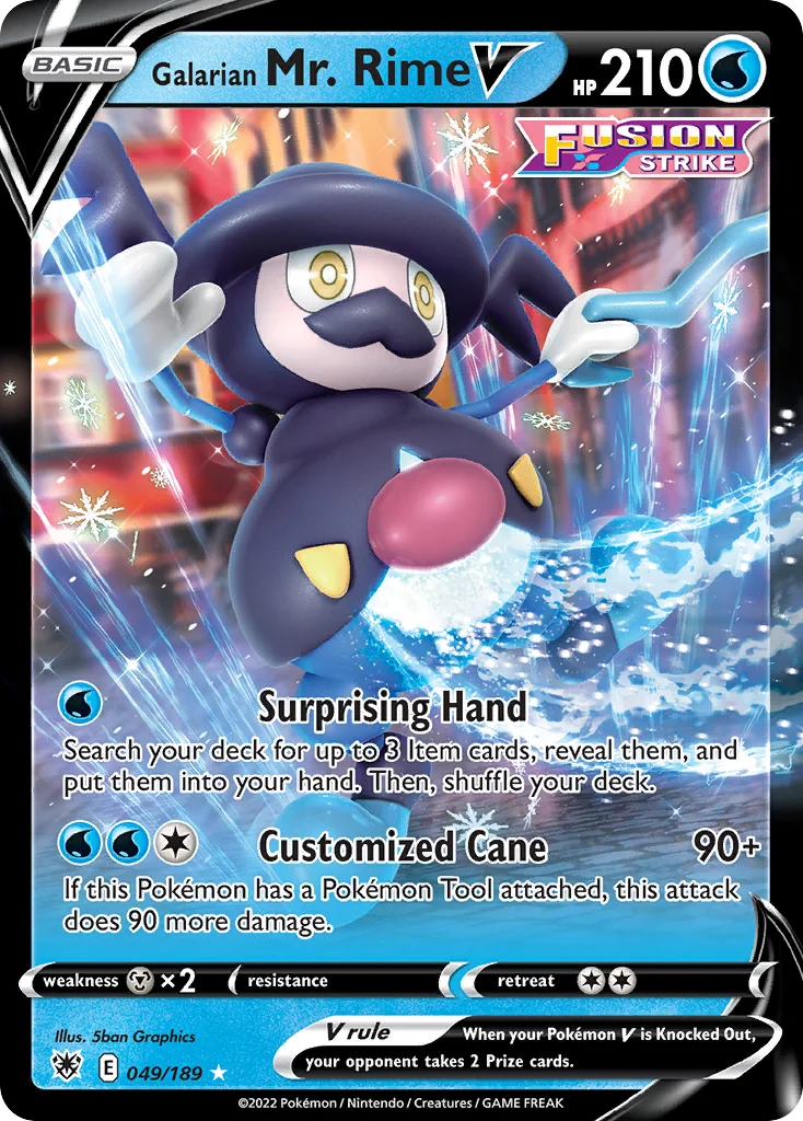 swsh10-49 Galarian Mr. Rime V 049/189 Rare holo v