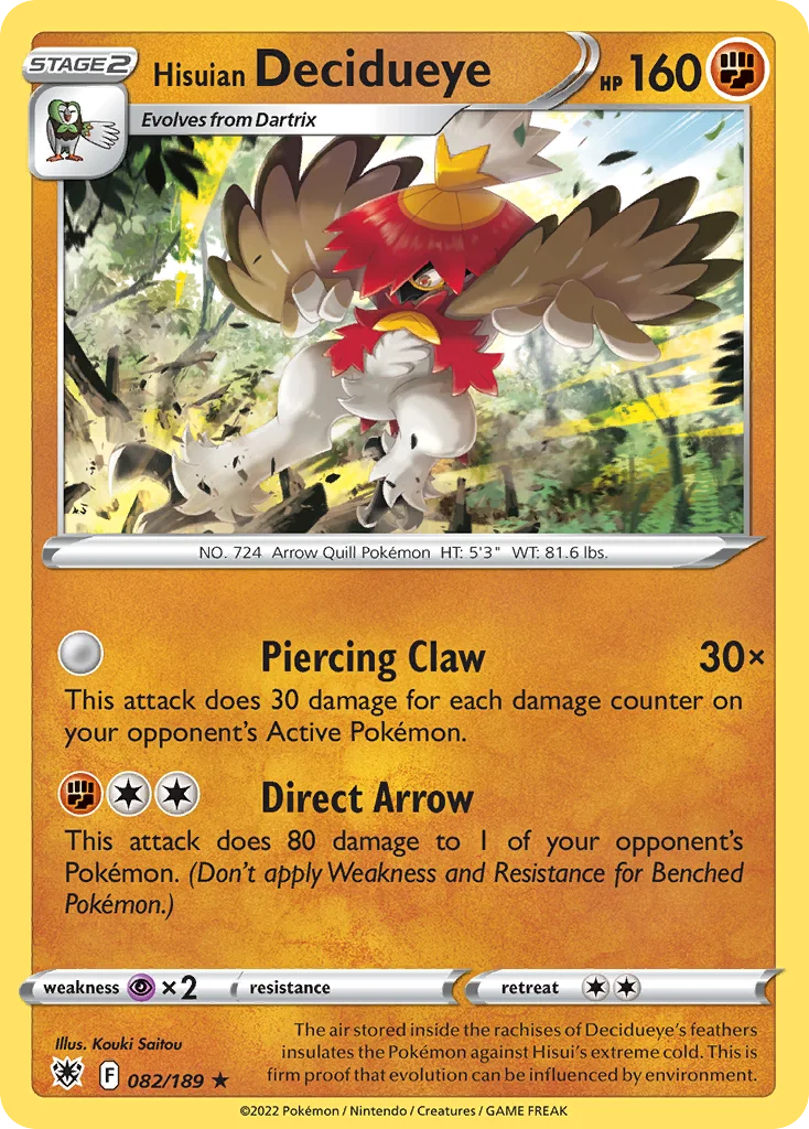 swsh10-82 Hisuian Decidueye 082/189 Rare holo