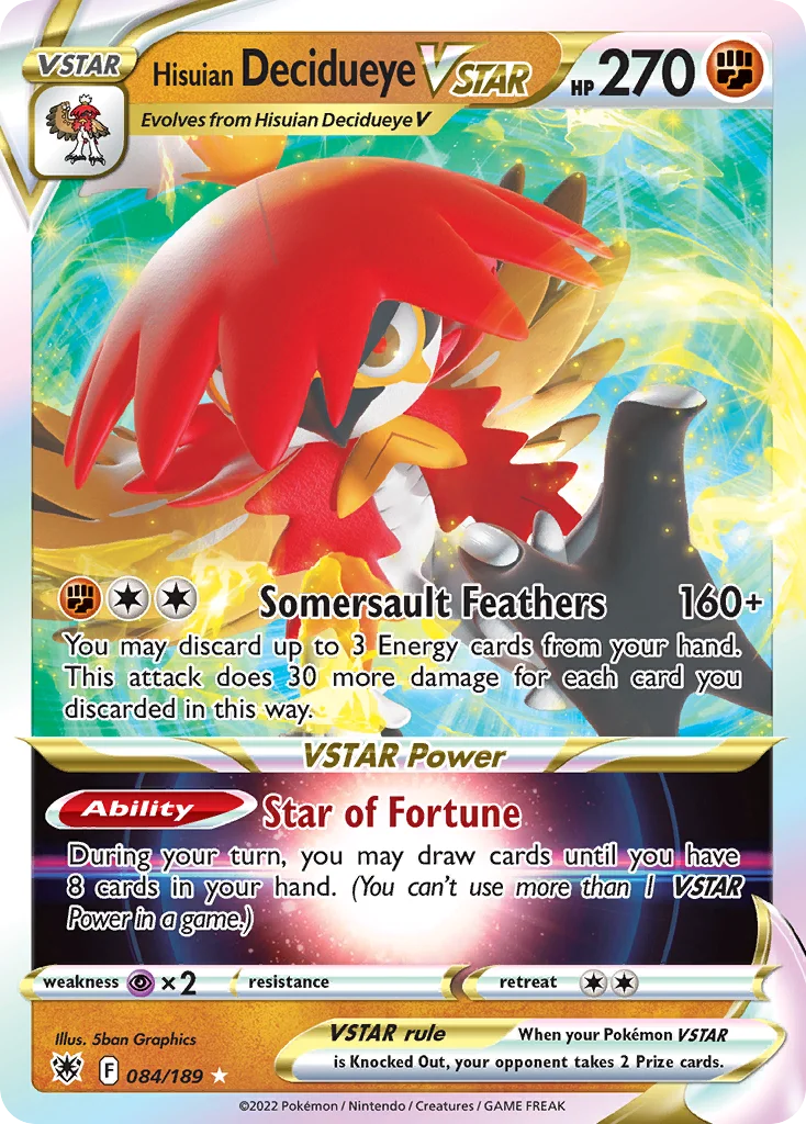swsh10-84 Hisuian Decidueye VSTAR 084/189 Rare holo vstar