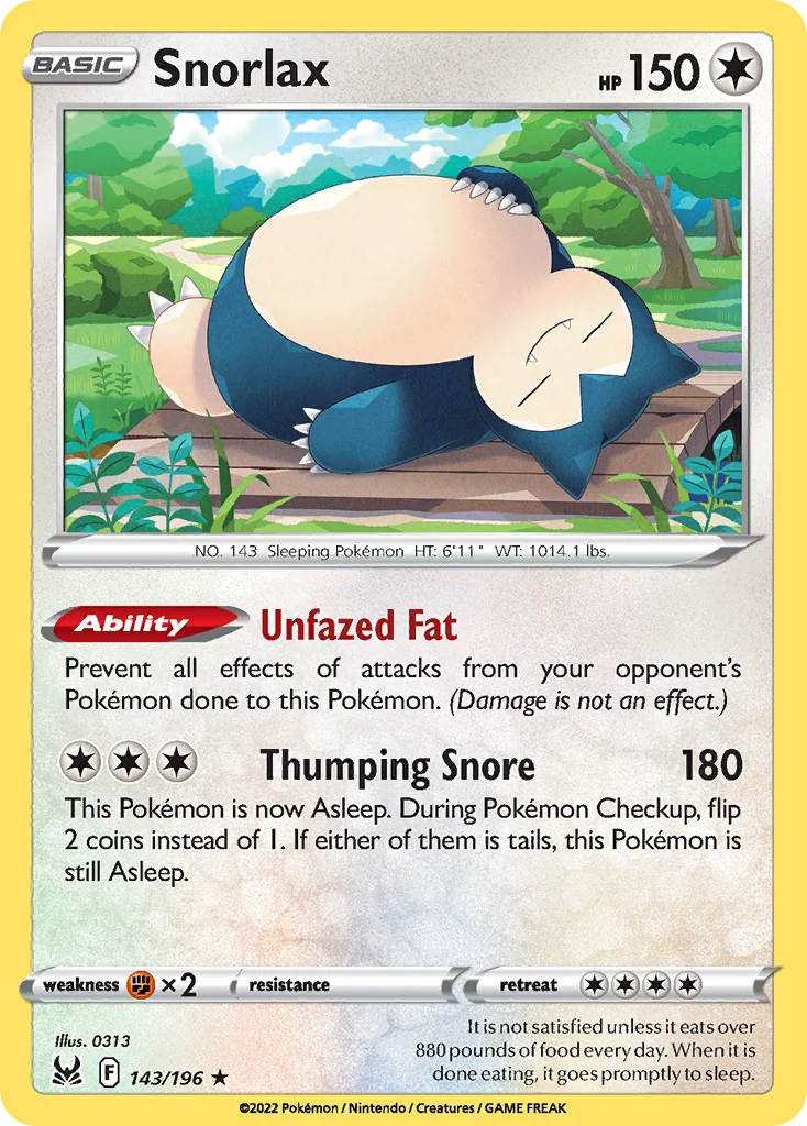 Snorlax 143/196 Rare holo