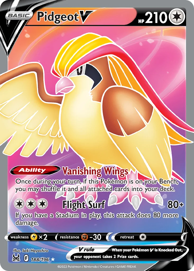swsh11-188 Pidgeot V 188/196 Rare ultra