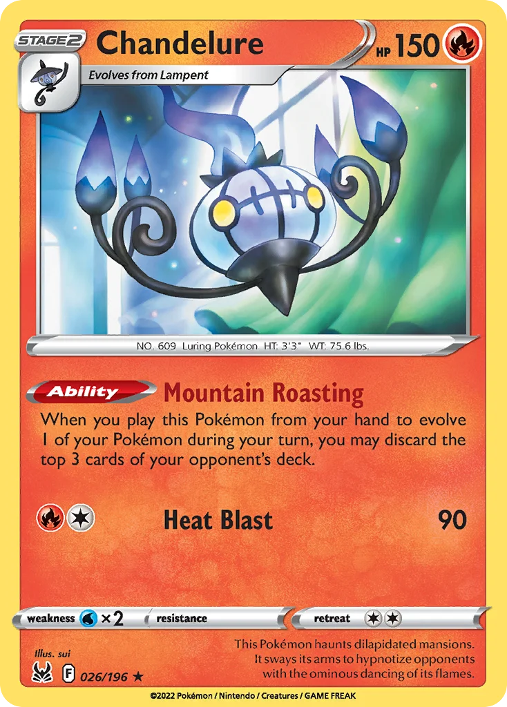 swsh11-26 Chandelure 026/196 Rare holo