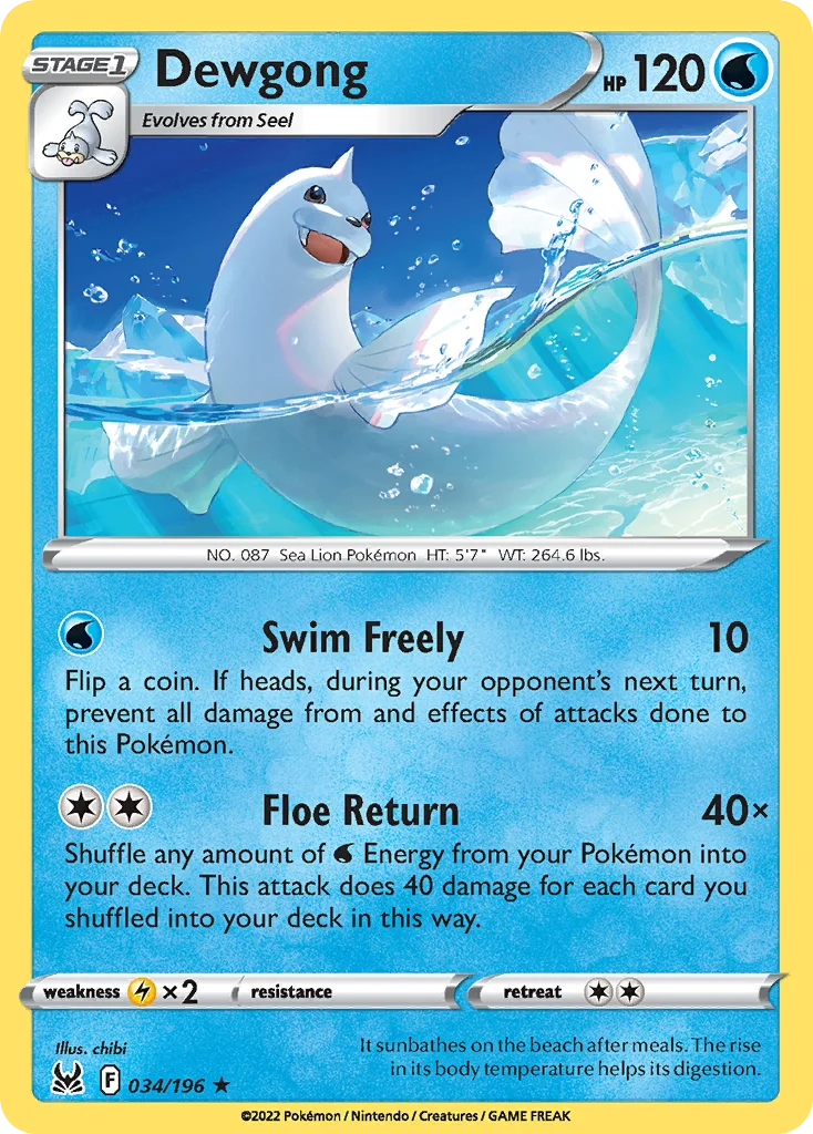 swsh11-34 Dewgong 034/196 Rare