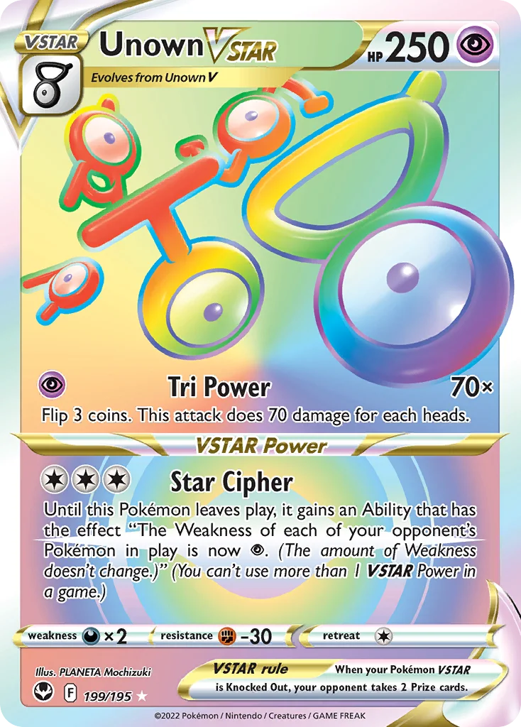 Unown VSTAR 199/195 Rare rainbow