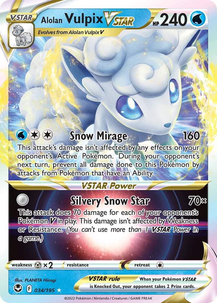 Alolan Vulpix VSTAR 034/195 Rare holo vstar