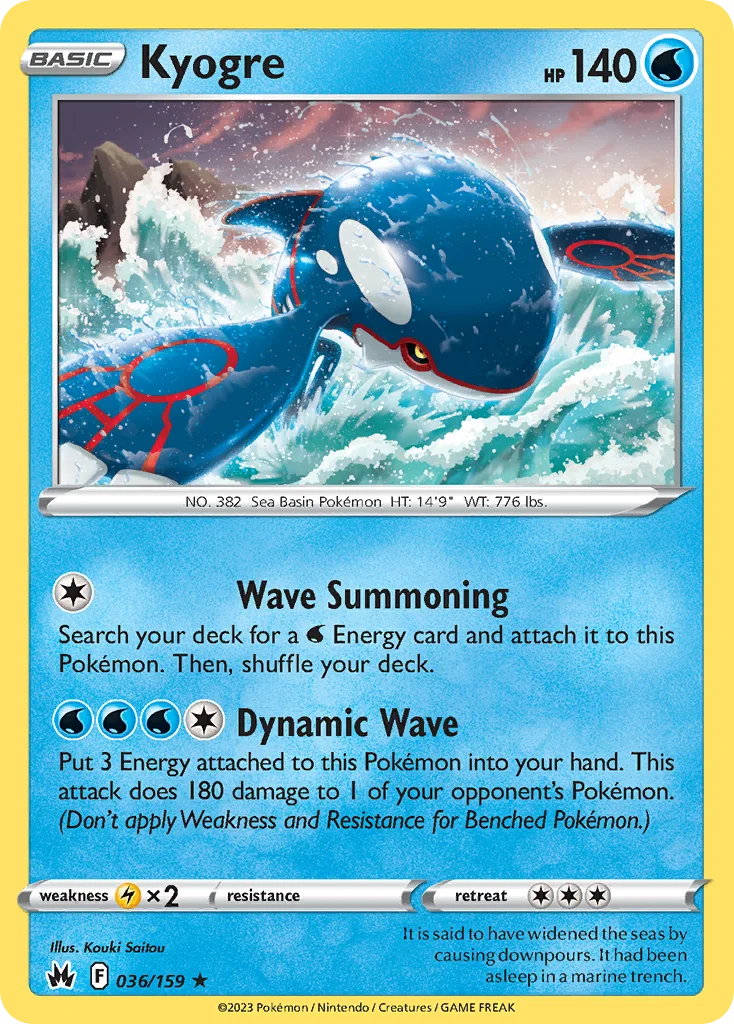 swsh12pt5-36 Kyogre 036/159 Rare holo